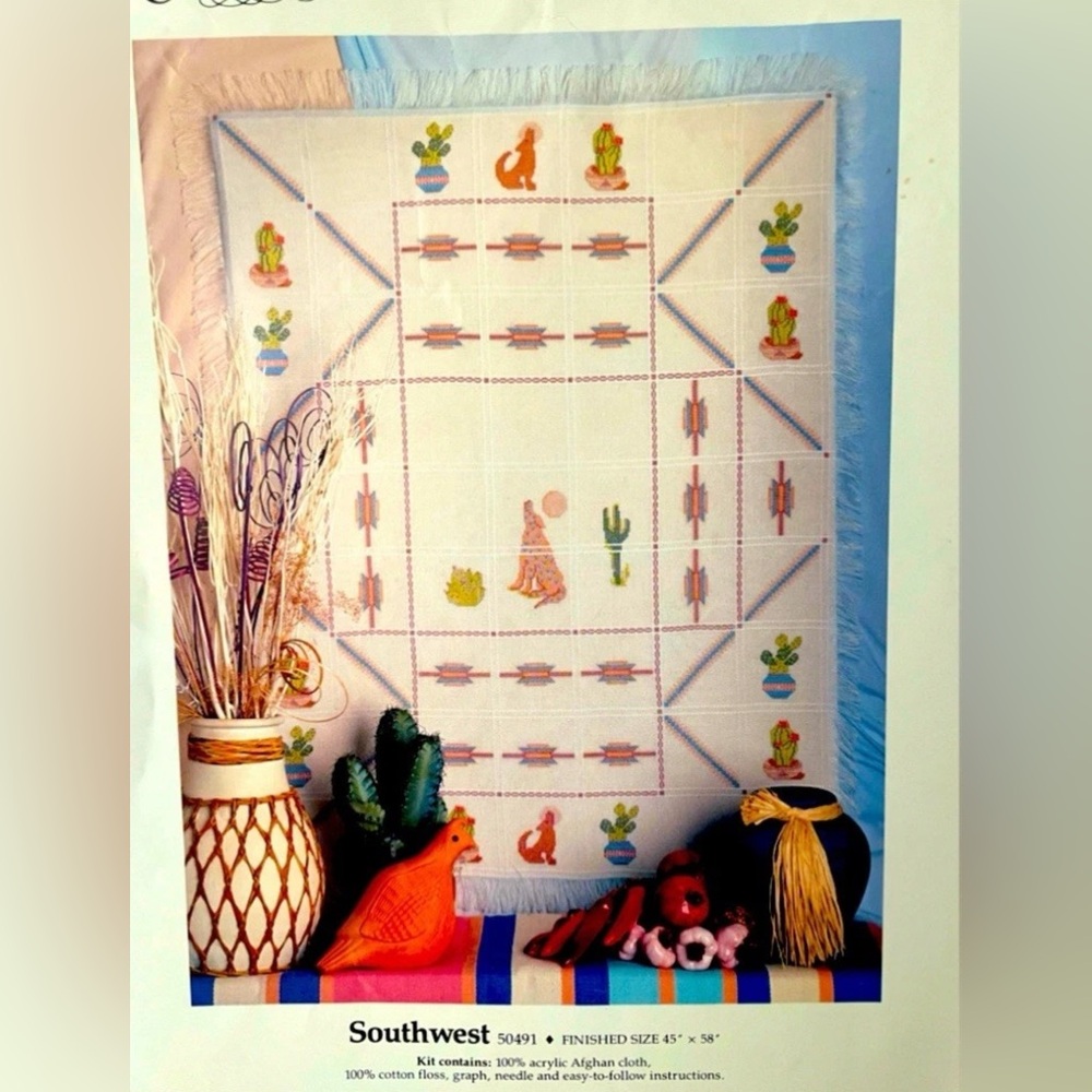 Something Special Counted Cross Stitch Afghan Kit Southwest 50491 3/4 Finished